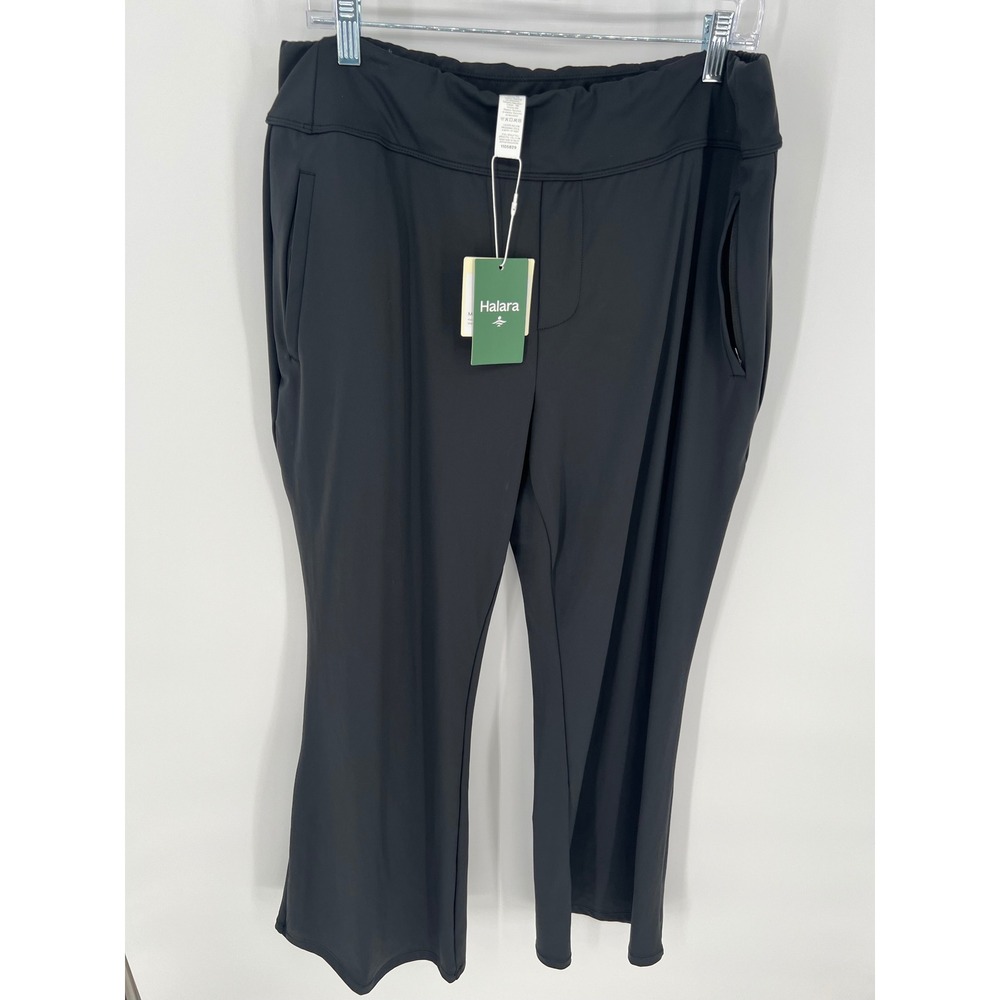 HALARA Wide Leg Pants Women 1X Black High Waisted Pockets Athleisure Pull On NWT